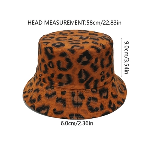Measurement details of the leopard print bucket hat with 58cm head circumference