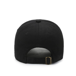 Cappellino da baseball in cotone nero con fibbia in metallo bronzo regolabile vista posteriore