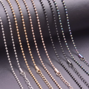 2mm stainless steel ball chains in gold, silver, rose gold, black and rainbow colors