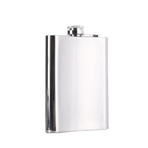 Portable 304 stainless steel hip flask with brushed silver finish and screw cap