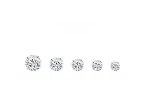 S999 silver stud earring size comparison chart showing 3mm to 8mm zircon options