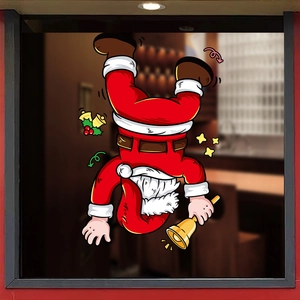Cartoon Santa Claus window sticker decoration for Christmas glass window display