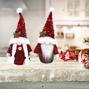 Poupées de gnomes de Noël avec chapeaux à paillettes pour décoration festive intérieure