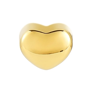 Macro detail of a heart-shaped golden pendant with polished metallic surface finish