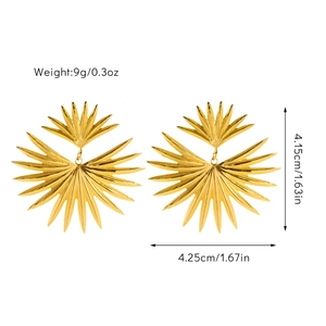 Detailed size and weight measurement of 18k gold plated sun flower leaf tassel earrings