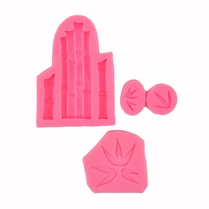 Bamboo and leaf silicone fondant mold set for DIY cake decoration and chocolate making