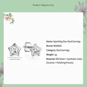 Élégantes boucles d'oreilles étoiles en argent 925 avec zircons cubiques scintillants