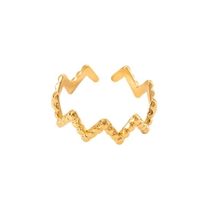Elegant gold titanium steel hollow star ring with a wave pattern and adjustable open design