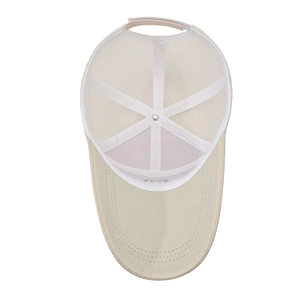 Breathable beige mesh baseball cap for men with adjustable velcro strap and sun protection
