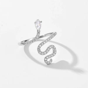 925 sterling silver snake ring with colorful zircon pave and pear-shaped stone
