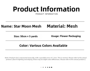 Star and moon gold-stamped mesh flower wrap specifications and size 50cm x 5 yards
