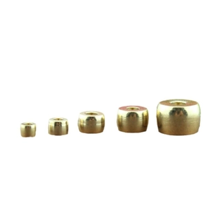 Polished solid brass barrel beads in graduated sizes for Buddhist mala jewelry making