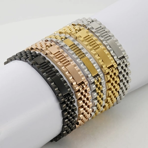 Men Bracelet Stainless Steel Watch Band Style Jubilee Link Chain Fashion Jewelry 18K Gold Plated Gift For Him