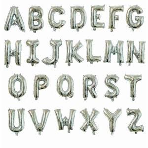 Silver foil letter balloon set A-Z 16-inch metallic candy pink alphabet decorations