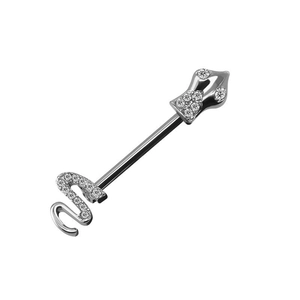 Piercing de téton en acier chirurgical avec design serpent et bouclier et gemmes claires