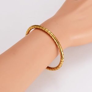 Elegant gold bamboo joint style snake bone bracelet for women with sleek industrial design