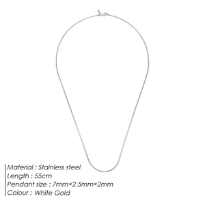 Minimalist white gold stainless steel chain necklace for men with 55cm length