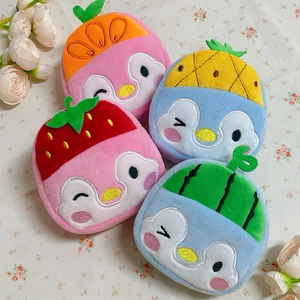Plush Penguin Coin Purse Keychain With Fruit Hat Strawberry Pineapple Mini Earphone Decorative Bag Charm Gift