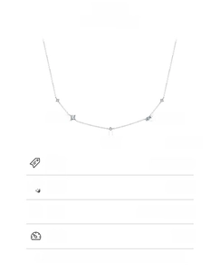 Detailed size specifications for a 925 sterling silver necklace with square pendants