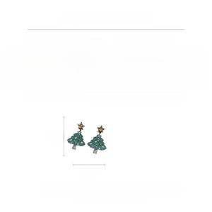 Detailed spec card for crystal Christmas tree earrings showing 5cm length and weight