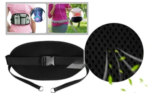 Breathable honeycomb mesh and adjustable buckle detail on multifunctional pet waist bag