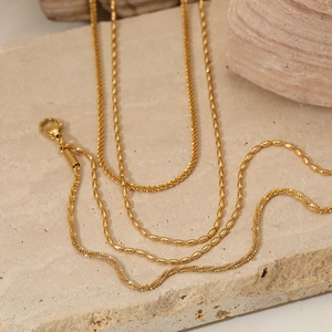 Parure De Bijoux En Acier Inoxydable À Double Rangée Pour Femme Collier Bracelet Chaîne De Cheville Minimaliste Élégant