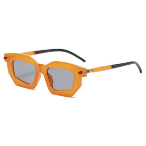 Irregular Geometric Sunglasses PC Frame UV400 Protection Contrast Color Splicing Legs Retro Modern Fashion Unisex