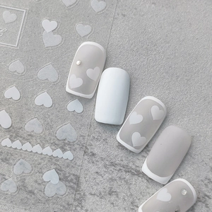 5D Stereoscopic White Heart Nail Art Stickers Fall In Love Self Adhesive Ultra Thin Decals Manicure Decoration