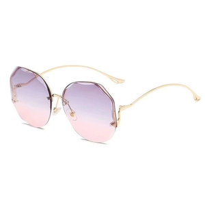 Lunettes de soleil sans monture surdimensionnées dégradé violet et branches dorées