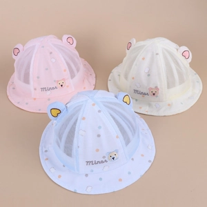 Cappelli da sole traspiranti per neonati in mesh con orecchie da orsetto colorate