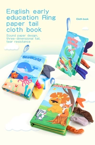 Educational cloth books with 3D animal tails and sound paper for sensory infant learning