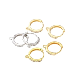 18k gold and silver leverback ear hooks with cubic zirconia for DIY jewelry making