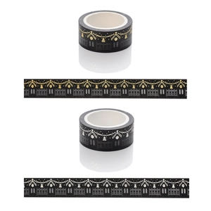 Christmas washi tape set with gold and silver foil European house and star patterns