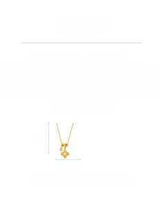 Detailed view of 18k gold plated clover pendant with zircon inlay and product dimensions