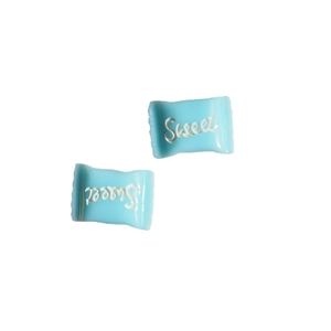 Blue resin candy charms with Sweet text for DIY cream glue crafts and hair accessories