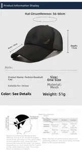 Size guide for breathable mesh baseball cap with 10cm long brim and 56-60cm circumference