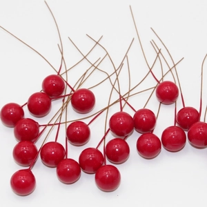 Artificial red berries for home decor, realistic small cherry stems for DIY crafts and vases