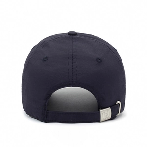 Adjustable back view of quick-dry baseball cap with metallic buckle and minimal logo