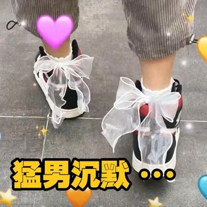 Lace bow sneakers with high-top design and organza ribbon detailing for women