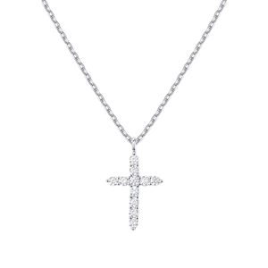 925 sterling silver cross pendant necklace featuring shimmering pavé set cubic zirconia