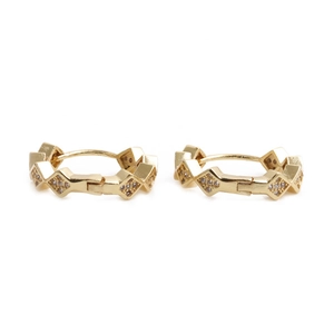 Minimalist gold geometric rhombus hoop earrings with sparkling zircon stones for women