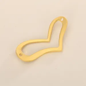 Pendentif Cœur Creux En Acier Inoxydable Connecteur DIY Création De Bijoux Collier Bracelet Charme Minimaliste