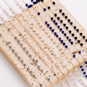 Colliers en perles d'acier inoxydable en plusieurs couleurs de cristal pour femmes