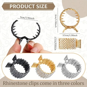 Elegant rhinestone bird nest hair claw clips in black gold and silver metal finishes