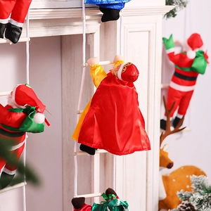 Three Kings climbing rope ladder Christmas ornaments with colorful satin outfits and capes