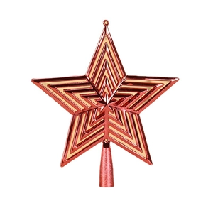 3D Red and Gold Christmas Tree Star Topper 20cm Multi-layered Star with Glitter Base