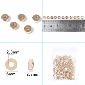 Golden CCB flat round spacer beads for DIY jewelry making 6x2.3mm with 2.3mm hole