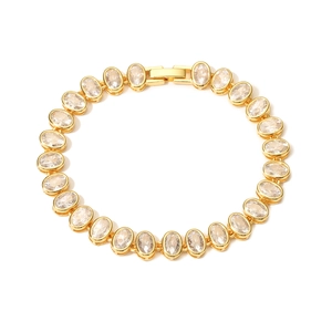 Luxury gold tennis bracelet with oval-cut cubic zirconia and secure folding clasp