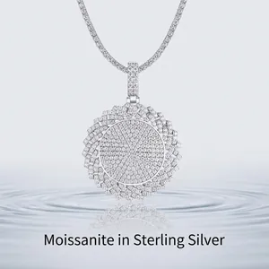 S925 Sterling Silver Moissanite Pendant Necklace Iced Out Hiphop Bling Jewelry With Tennis Chain Link Men Women
