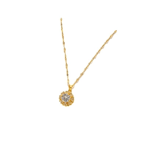 Rotating heart petal pendant necklace in gold titanium steel with cubic zirconia